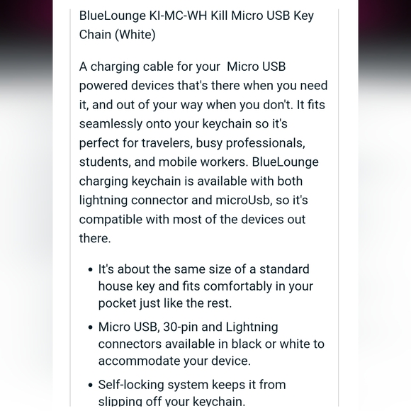 BLUE LOUNGE Kii Micro USB Keychain BRIB - Picture 3 of 4